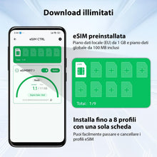 Carica l'immagine nel visualizzatore di Gallery, EIOTCLUB Adattatore eSIM Solo per Android: Trasforma il tuo Smartphone in un Dispositivo eSIM, Download Illimitati, 1.1G