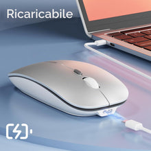 Carica l'immagine nel visualizzatore di Gallery, Uiosmuph Q5 Mouse Wireless, 2,4GHz Ricaricabile Silenzioso Mouse,Argento