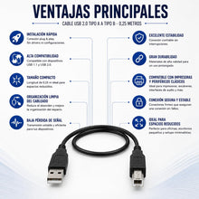 Carica l'immagine nel visualizzatore di Gallery, CABLEPELADO Cavo stampante USB 2.0 Tipo A a Tipo B | Compatibile con HP,Epson, Canon, Brother,Lexmark, Scanner, Disco Ri