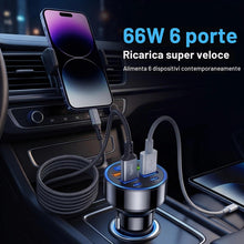 Carica l'immagine nel visualizzatore di Gallery, Caricatore Auto USB C, 4 USB + 2 Type-C con Display Digitale Voltmetro LED