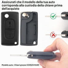 Carica l'immagine nel visualizzatore di Gallery, Guscio Chiave Auto 2 Tasti CE0523 HU83 Compatibile con Peugeot 207 307 308