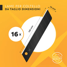 Carica l'immagine nel visualizzatore di Gallery, 3 x Taglierino Professionale 18mm con 16 Lame di Ricambio incluse