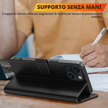 Carica l'immagine nel visualizzatore di Gallery, Cover per iPhone 15 Custodia a Libro in Pelle,Nero