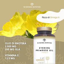 Carica l'immagine nel visualizzatore di Gallery, Olio di Enotera 200 Perle 2000 mg 10% GLA con Vitamina E e Omega 6. Equilibrio Ormonale. Integratore Menopausa e Sindrom