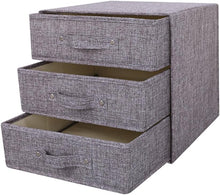 Carica l'immagine nel visualizzatore di Gallery, YINGGG Portaoggetti in tessuto Contenitori portaoggetti con maniglia Cassetto Organizer Contenitori pieghevoli per calzini, reggiseni (grigio, 3 grandi cassetti)