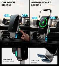 Carica l'immagine nel visualizzatore di Gallery, Caricatore Wireless, [Doppia Bobina] 15W Supporto per Telefono Auto con Ricarica Wireless, Auto-Bloccaggio Caricabatteri