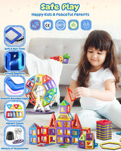 Carica l'immagine nel visualizzatore di Gallery, Theefun 100 Pezzi Costruzioni Magnetiche 3D, Blocchi Magnetici Educativi STEM Montessori con Forme e Colori Multipli Gio