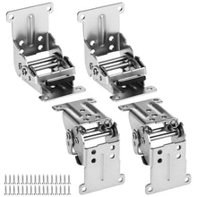 Carica l'immagine nel visualizzatore di Gallery, QWORK® 4 Pezzi Staffe per Tavoli Pieghevoli, Cerniera Autobloccante in Acciaio Zincato con 40 Viti - Argento