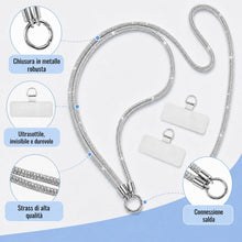 Carica l'immagine nel visualizzatore di Gallery, 2 Pezzi Cordino per Cellulare Design Scintillante con Strass Universale