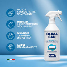 Carica l'immagine nel visualizzatore di Gallery, CAMP Climasan Detergente - Per Climatizzatore Specifico per Filtri e Componenti, Spray Condizionatore ad Azione Immediat