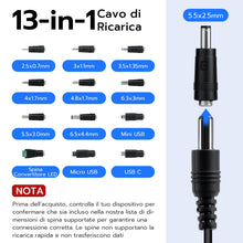 Carica l'immagine nel visualizzatore di Gallery, Toleusm 13 Connettore Cavo di alimentazione da USB a DC 5V,cavo di jack universale DC 5,5x2,1mm con Micro USB, Type-C, M