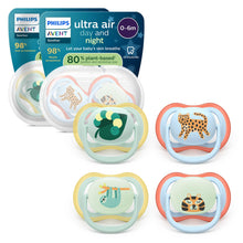 Carica l'immagine nel visualizzatore di Gallery, Philips Avent Ultra Air Day &amp; Night Ciuccio - Design ortodontico, per neonati 0-6 mesi, modello fluorescente, tettarella
