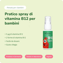 Carica l'immagine nel visualizzatore di Gallery, Vitamina B12 per BAMBINI Vegavero® | 5 mcg | Metilcobalamina + Cianocobalamina | SENZA ZUCCHERO | Assorbimento Sublingua