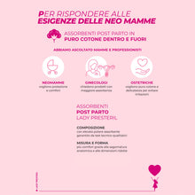 Carica l'immagine nel visualizzatore di Gallery, Presteril Lady - Assorbenti Post Parto 100% Cotone - 20 Unità