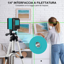 Carica l'immagine nel visualizzatore di Gallery, Livella Laser Verde 5m Doppia Linea Croce Verticale Orizzontale IP54
