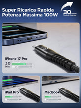 Carica l'immagine nel visualizzatore di Gallery, Cavo USB C USB C 2M, 2Pezzi Cavo USB Type-C 100W, PD Cavo Ricarica Rapida Type C 5A Nylon Cavo TypeC to TypeC per iPhone