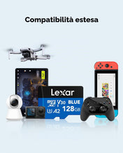 Carica l'immagine nel visualizzatore di Gallery, Lexar Blue Scheda Micro SD 128GB, fino a 160 MB/s, scheda microSDXC UHS-I