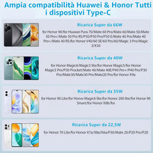 Carica l'immagine nel visualizzatore di Gallery, Caricatore 66w SuperCharge per Honor Magic 8 7 6 5 Lite Pro 90 200 X8a X8b con cavo di ricarica rapida USB C 6A, caricab