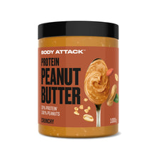 Carica l'immagine nel visualizzatore di Gallery, Body Attack Peanut Butter Natural 30% Protein Sugar &amp; Fat Free Crunchy 1 kg