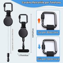 Carica l'immagine nel visualizzatore di Gallery, Cordino Retrattile per Cellulare con Gancio e Patch Antiscivolo, Laccetto Regolabile e Sicuro per Telefono, Ideale per S