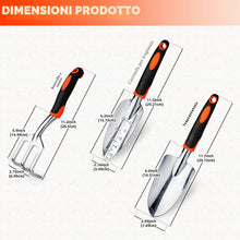 Carica l'immagine nel visualizzatore di Gallery, Bamworld Set di 3 Attrezzi da Giardino Resistente, Kit Giardinaggio in Lega di Alluminio con Impugnatura Ergonomica, Inc