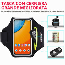 Carica l'immagine nel visualizzatore di Gallery, HAISSKY Fascia da Braccio con Tasca Auricolari per Smartphone fino a 6,9"