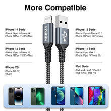 Carica l'immagine nel visualizzatore di Gallery, NIBIKIA Cavo iPhone [3Pezzi/2M],Certificato MFi Cavo Lightning per iPhone