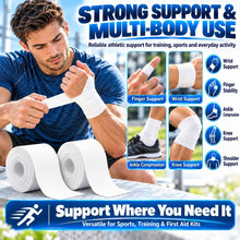 Carica l'immagine nel visualizzatore di Gallery, 8 Rotoli Nastro Sportivo Bianco Nastro Autoadesivo Bendaggi Sportivi Strappabile 3,8cm x 10m