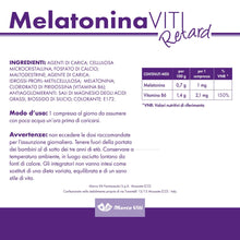 Carica l'immagine nel visualizzatore di Gallery, Melatonina Viti Retard - Integratore per il Sonno, Confezione da 60 Compresse, con Melatonina e Vitamina B6, Migliora la
