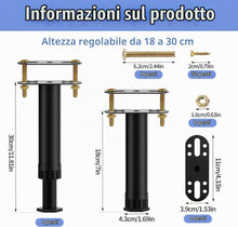 Carica l'immagine nel visualizzatore di Gallery, 4 Pezzi Piedini per Letto in Metallo Piedi Letto Regolabili in Altezza 18-30 cm Piedi per Rete a Doghe Piedini per Mobil