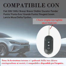 Carica l'immagine nel visualizzatore di Gallery, SUPALAND Guscio Chiave Di Ricambio a 3 Tasti Per Telecomando Auto Con Lama Compatibile Con Fiat 500L 500 Punto Evo Grand