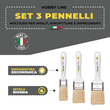 Carica l'immagine nel visualizzatore di Gallery, Set 3 Pennelli Boldrini per pittura con Manico in plastica 3/4/5 cm – Ideali per Pareti, Legno e Ferro – Pennelli per Sm