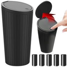 Carica l'immagine nel visualizzatore di Gallery, TZEKING Pattumiera per auto con coperchio, mini pattumiera portatile con 5 rotoli impermeabile anti-odore lavabile, per 