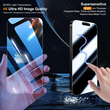Carica l'immagine nel visualizzatore di Gallery, QHOHQ 3 Pezzi Vetro Temperato per iPhone 15 [6,1 Pollici] e 3 Pezzi Pellicola Fotocamera, Pellicola Prottetiva Anti Graf