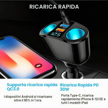 Carica l'immagine nel visualizzatore di Gallery, Doppio Accendisigari, 12 V-24 V/120 W, QC3.0/PD/2.4A