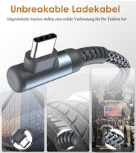 Carica l'immagine nel visualizzatore di Gallery, Cavo USB Type-C 90 gradi [2 pezzi,3m]Cavo USB C Ricarica Rapida,Samsung usb