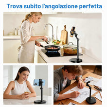 Carica l'immagine nel visualizzatore di Gallery, Porta Cellulare da Tavolo Nero, Supporto Telefono Scrivania con Base Robusta, Regolabile in Altezza e Angolazione per iP