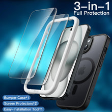 Carica l'immagine nel visualizzatore di Gallery, JETech Cover Magnetica Opaca 3 in 1 per iPhone 15, Nero