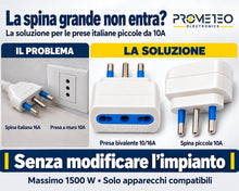 Carica l'immagine nel visualizzatore di Gallery, Adattatore Presa 10A 16A Set 3 Pezzi, Riduttore Spina Grande a Piccola, Presa Bivalente Italiana 10/16A, Compatto e Sicu