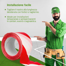 Carica l'immagine nel visualizzatore di Gallery, Amig – Nastro segnaletico non adesivo – Per segnalazione e avvertimento di pericolo – Impermeabile e flessibile – PVC – 