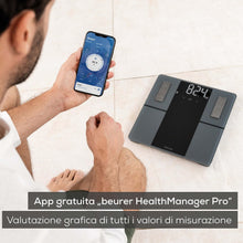 Carica l'immagine nel visualizzatore di Gallery, Beurer BF 500 bilancia pesapersone digitale con Bluetooth &amp; app con misurazione di massa grassa, percentuale muscolare, 