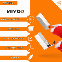 Carica l'immagine nel visualizzatore di Gallery, Mivos 2x Spatola Angolare Antiruggine 120 x 60 mm - Cazzuola Angolare Interna ed Esterna in Acciaio Inox - Cazzuola per 