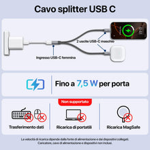 Carica l'immagine nel visualizzatore di Gallery, KiwiBird sdoppiatore USB C 1 a 2, sdoppiatore cavo usbc 1 femmina 2 maschio