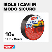 Carica l'immagine nel visualizzatore di Gallery, tesa Iso Tape - Nastro isolante Autoadesivo - 10 Nastri - Nero - 10 M
