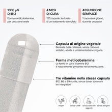 Carica l'immagine nel visualizzatore di Gallery, Vitamina B12 1000 μg Metilcobalamina – Antifatica – Vegana – 4 Mesi