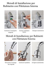 Carica l'immagine nel visualizzatore di Gallery, Aeratore Rubinetto Girevole 360° 3 Getti M22/M24