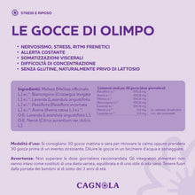 Carica l'immagine nel visualizzatore di Gallery, CAGNOLA | Integratore Naturale per Ansia e Stress, Paura, Rilassamento, Le Gocce di Olimpo 50 ml, Gocce Rilassanti Azion