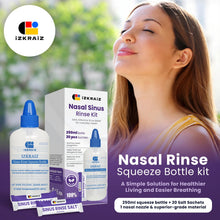 Carica l'immagine nel visualizzatore di Gallery, Kit per lavaggio nasale – Flacone da 250 ml + 20 bustine di soluzione salina, lavaggio dei seni nasali – Neti Pot per il