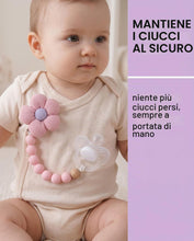 Carica l'immagine nel visualizzatore di Gallery, Set da 2 portaciuccio con motivo floreale e pois, senza BPA, con cordino in cotone e clip in silicone, unisex, design ca