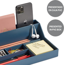 Carica l'immagine nel visualizzatore di Gallery, Miquelrius - Vassoio organizer da scrivania, Organizer da scrivania con grande capacità, Dimensioni 250 x 175 x 72 mm, Design compatto e resistente, Ideale per ufficio e documenti, Blu